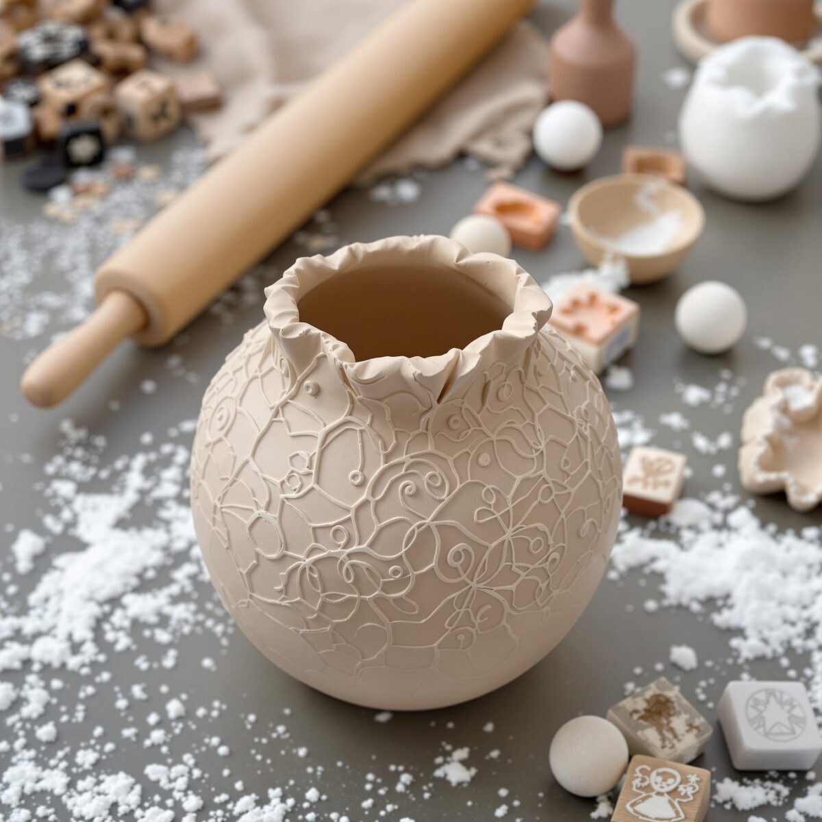 vase en pate autodurcissante