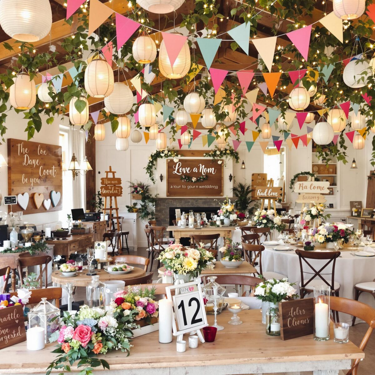 7 idées de décorations de mariage DIY pour une salle unique
