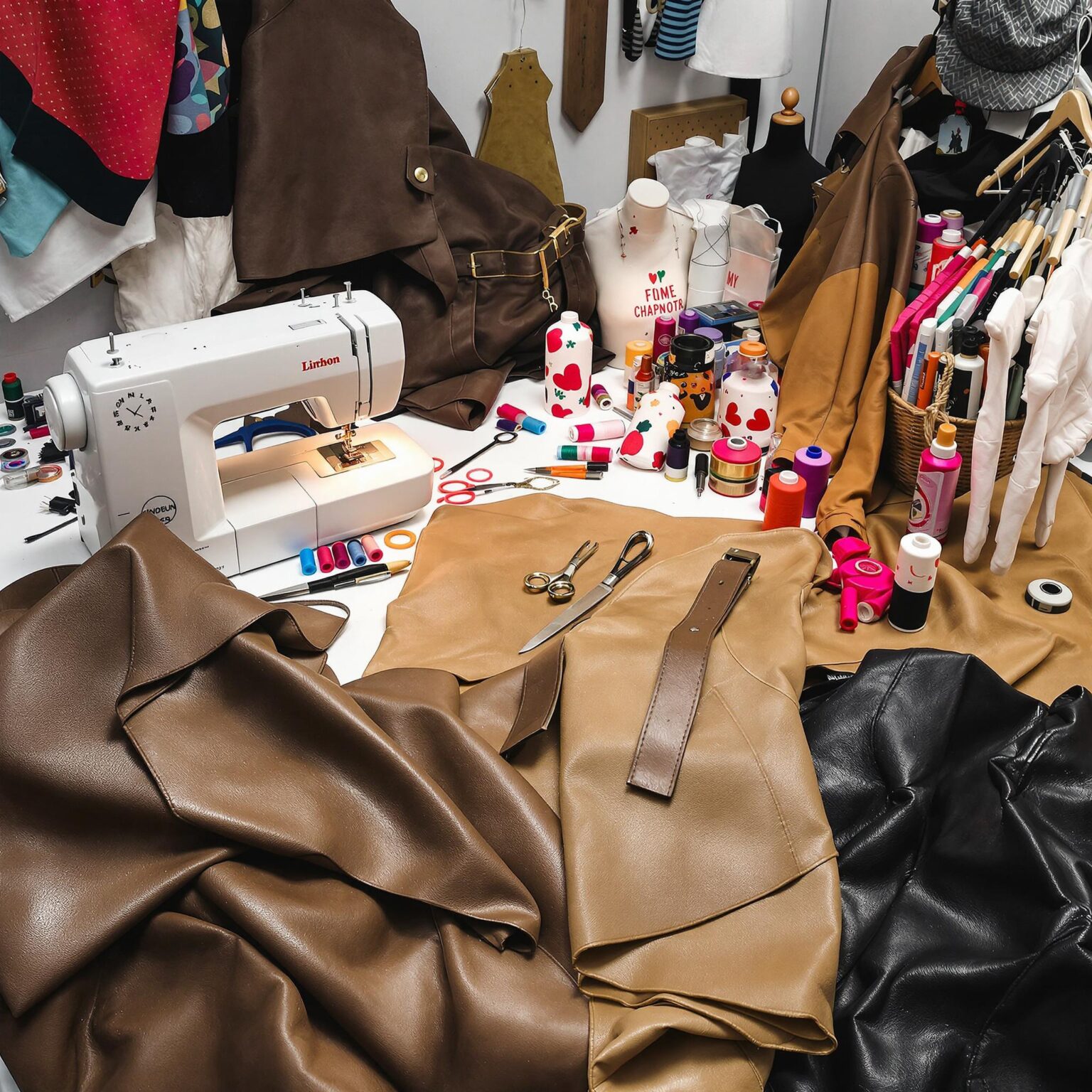 Swiixxer 50 PièCes à La Main En Cuir PU éTiquettes Faites à La Main Avec Amour éTiquettes En Simili Cuir à Coudre Sur Les éTiquettes Embellissement