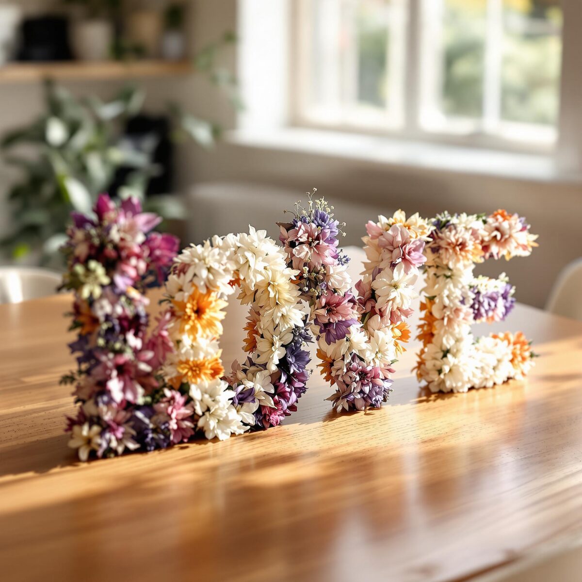 Lettres en fleurs séchées : embellissez votre décor printanier