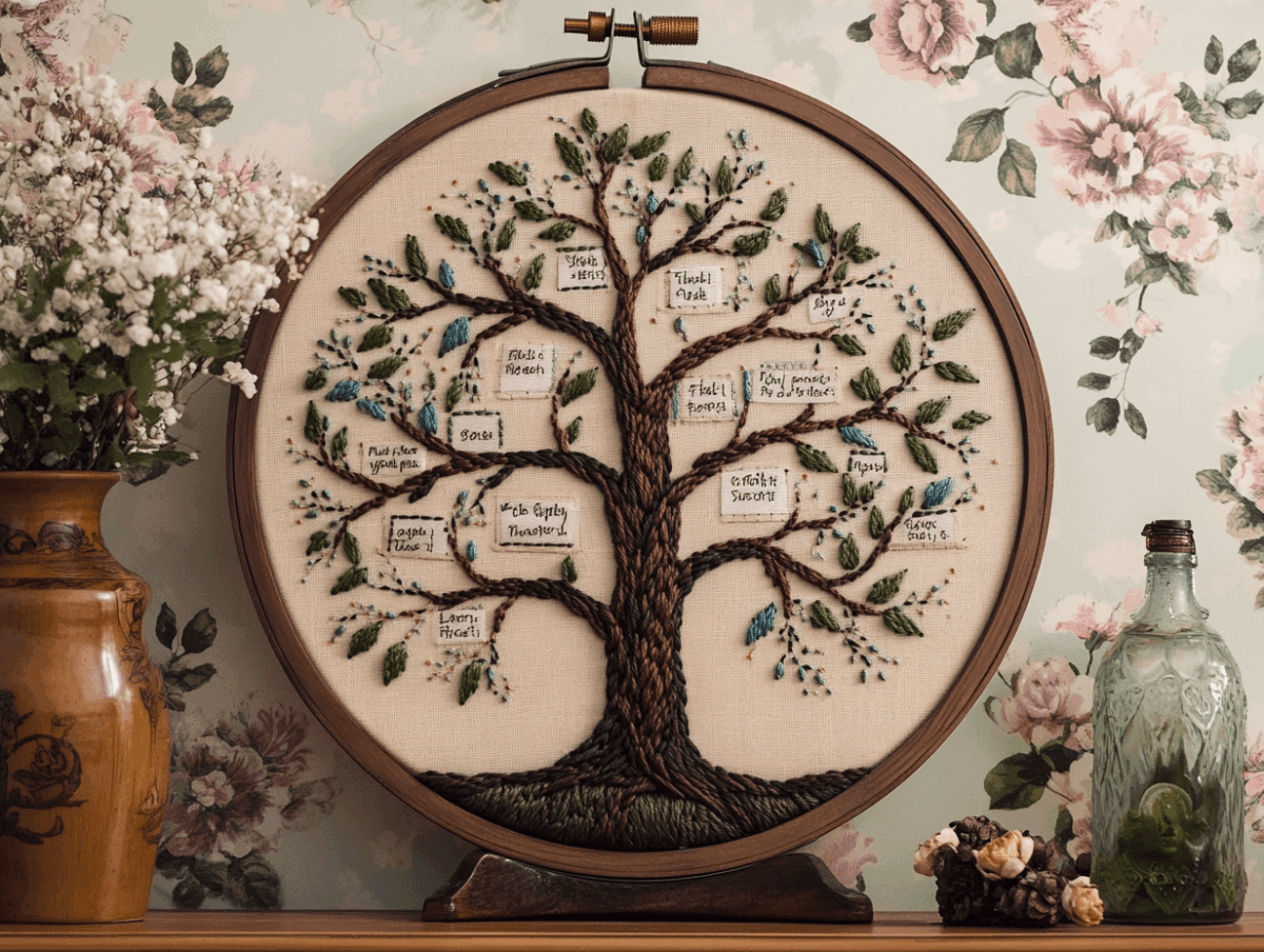 arbre généalogique brodé