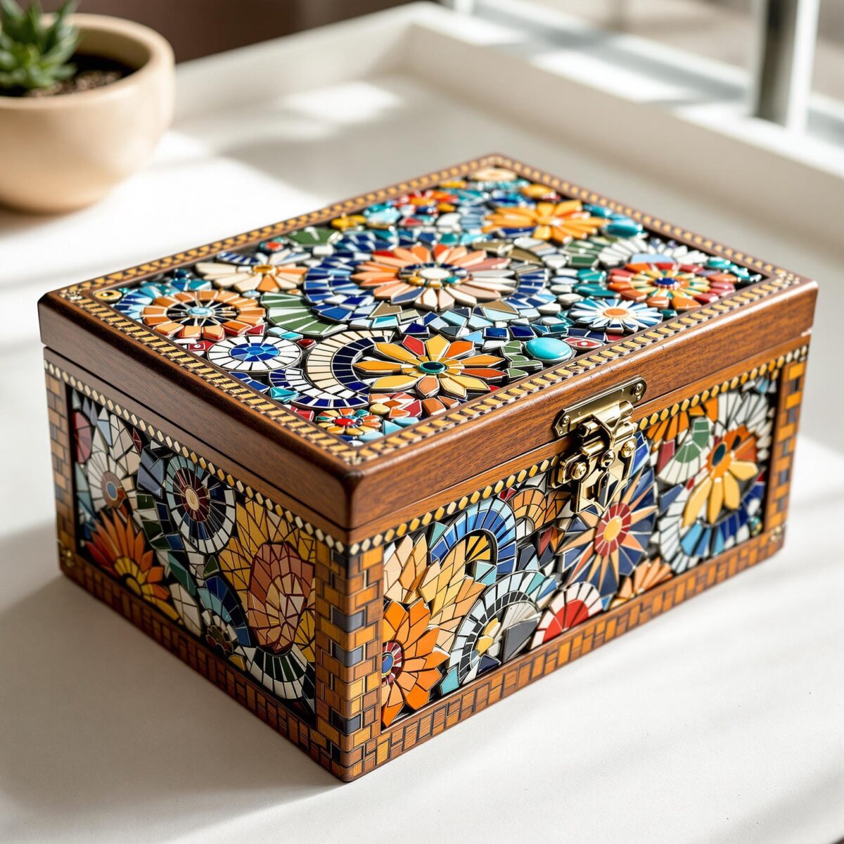 Découvrez l'art du trencadis mosaïque pour créer une boîte à tisane