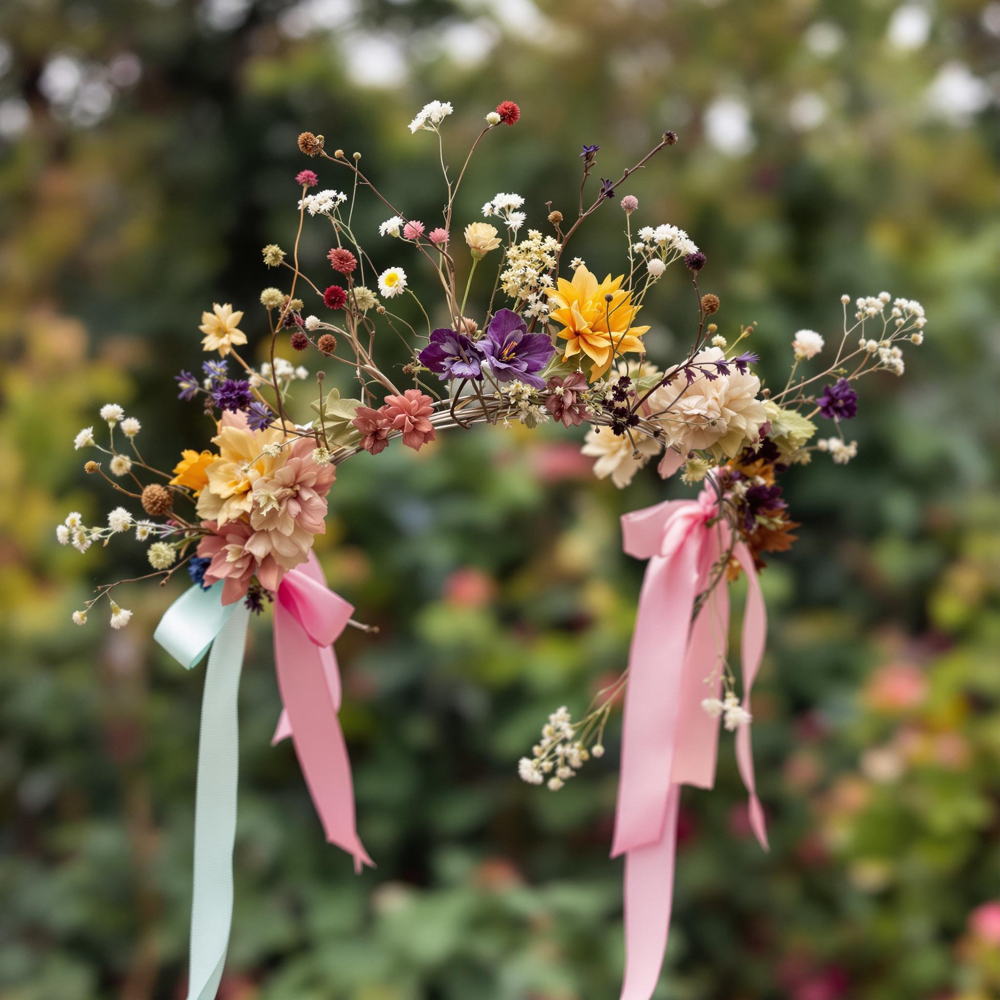 Couronne en fil de fer ornée de fleurs séchées || Panneau de bienvenue || Tube de bienvenue tricoté avec fil de fer || Idée cadeau - France