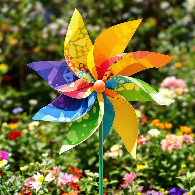 Décoration moulin à vent 21,5 cm H55 cm, lot de 3, couleurs variées
