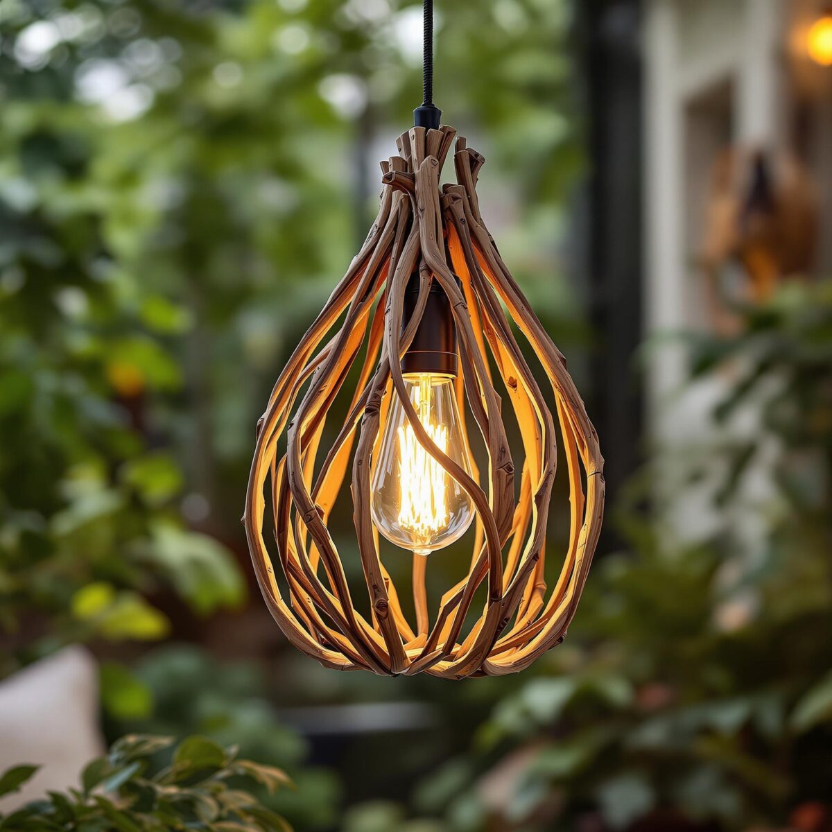 Réalisez une lampe en branches de bois pour une ambiance chaleureuse