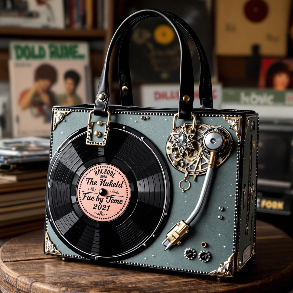 Découvrez le sac style platine vinyle au design original et rock