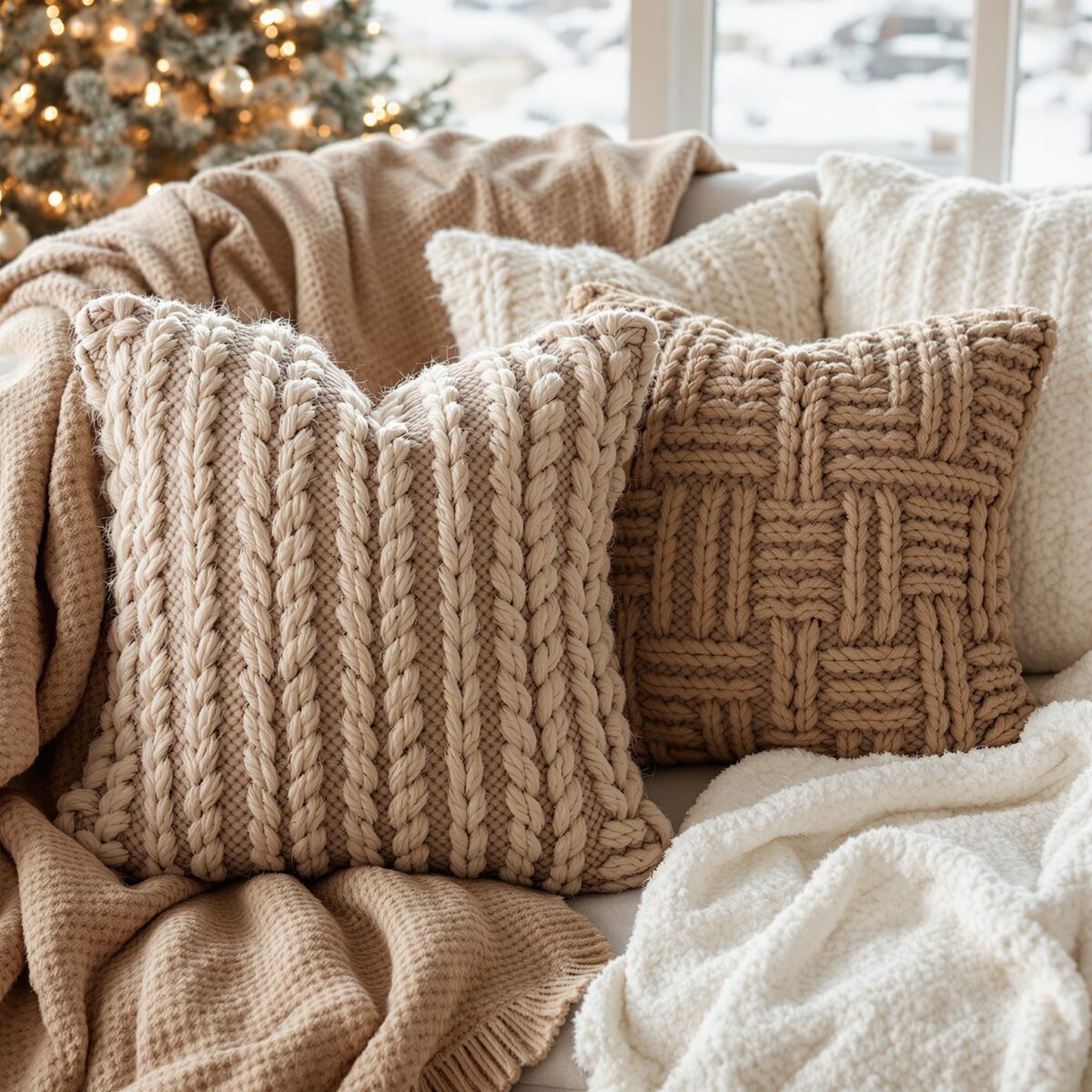 Tricoter une housse de coussin pour une soirée d'hiver cosy