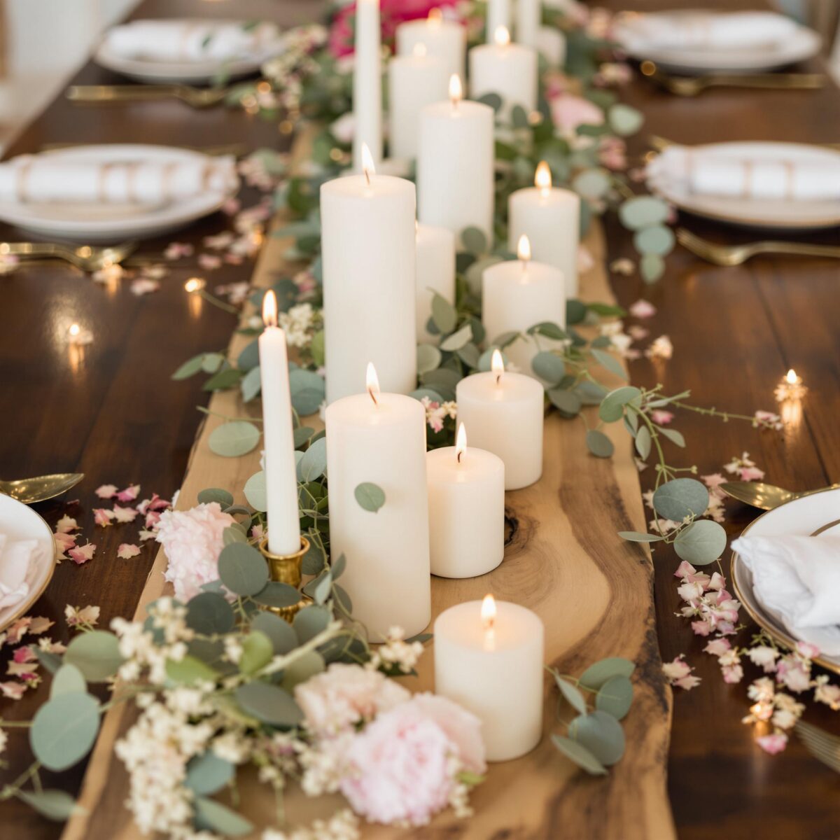 Créez une décoration chic et naturelle avec un chemin de table bougie